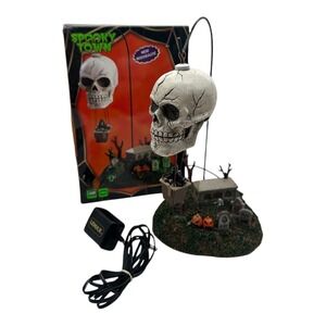 Lemax Spooky Town Grim Reaper's Landing Halloween Skull Balloon Light Up Rotates